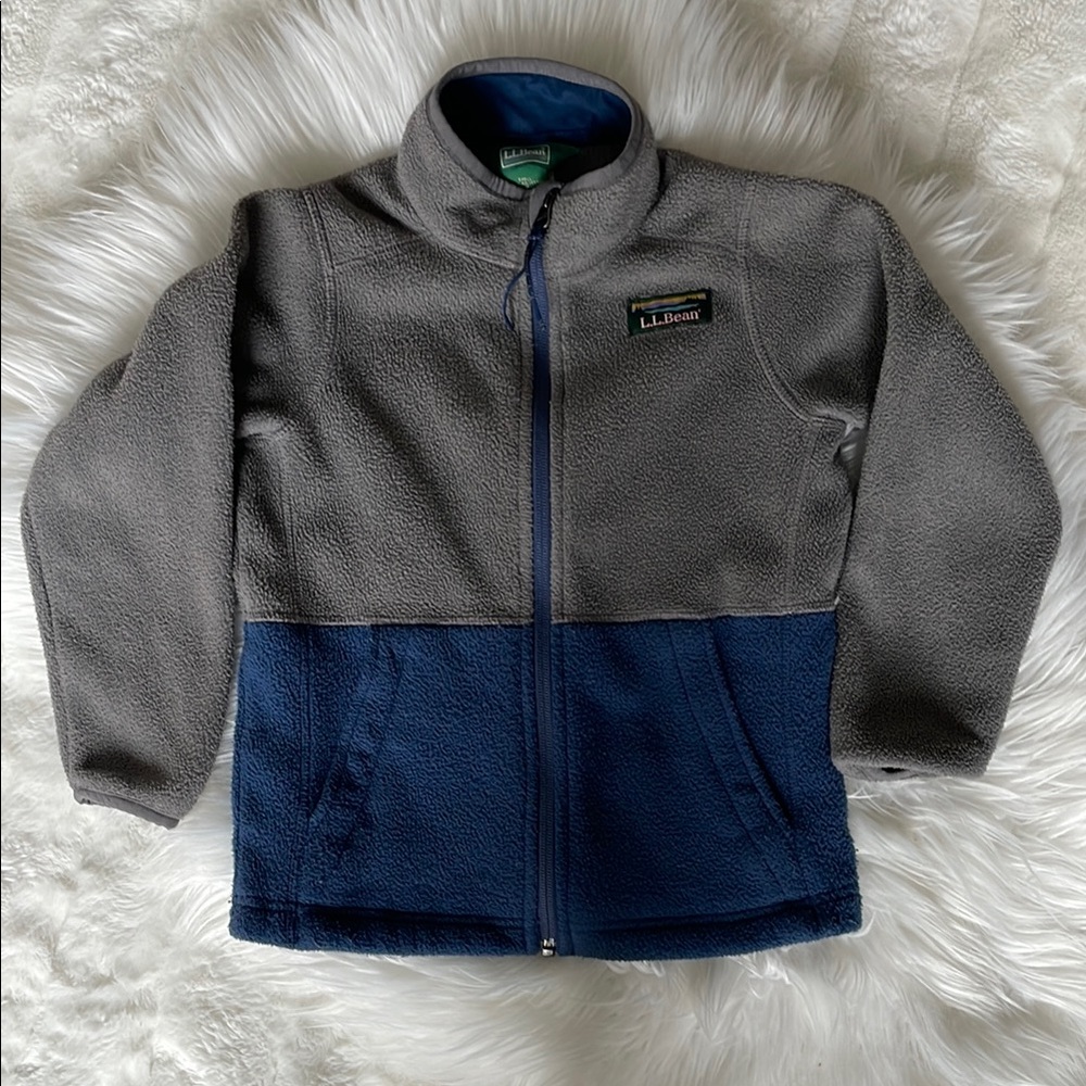 L.L. Bean Boys Gray and Blue Fleece Jacket, size 5/6